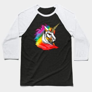 Cute Metal Rainbow Unicorn Metallic Mythical Horse Baseball T-Shirt